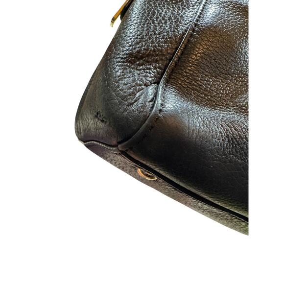 Michael Kors Black Studded Pebbled Leather Satchel Gold Hardware Bag Y2K MOTO - Picture 9 of 12